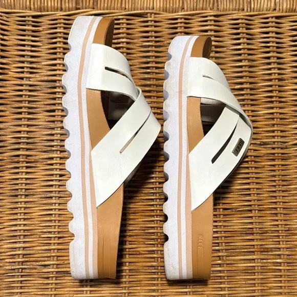 Reef White and Cork Slide Sandals - Picture 5 of 7